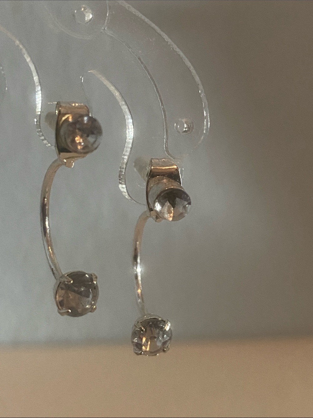 Silver Crystal Hoop Drop Earrings - Women's Jewelry